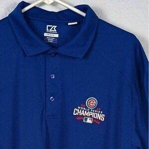 Cutter & Buck 2016 Chicago Cubs World‎ Series Shirt Mens Size XL Blue Polo